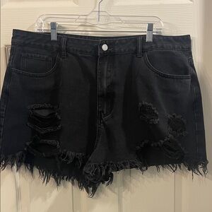 SHEIN Black Distressed Jean Shorts